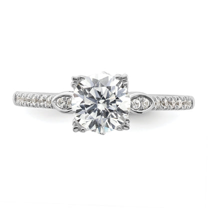1.00ct. CZ Solid Real 14k White Polish 1ct Round Engagement Dia Ring