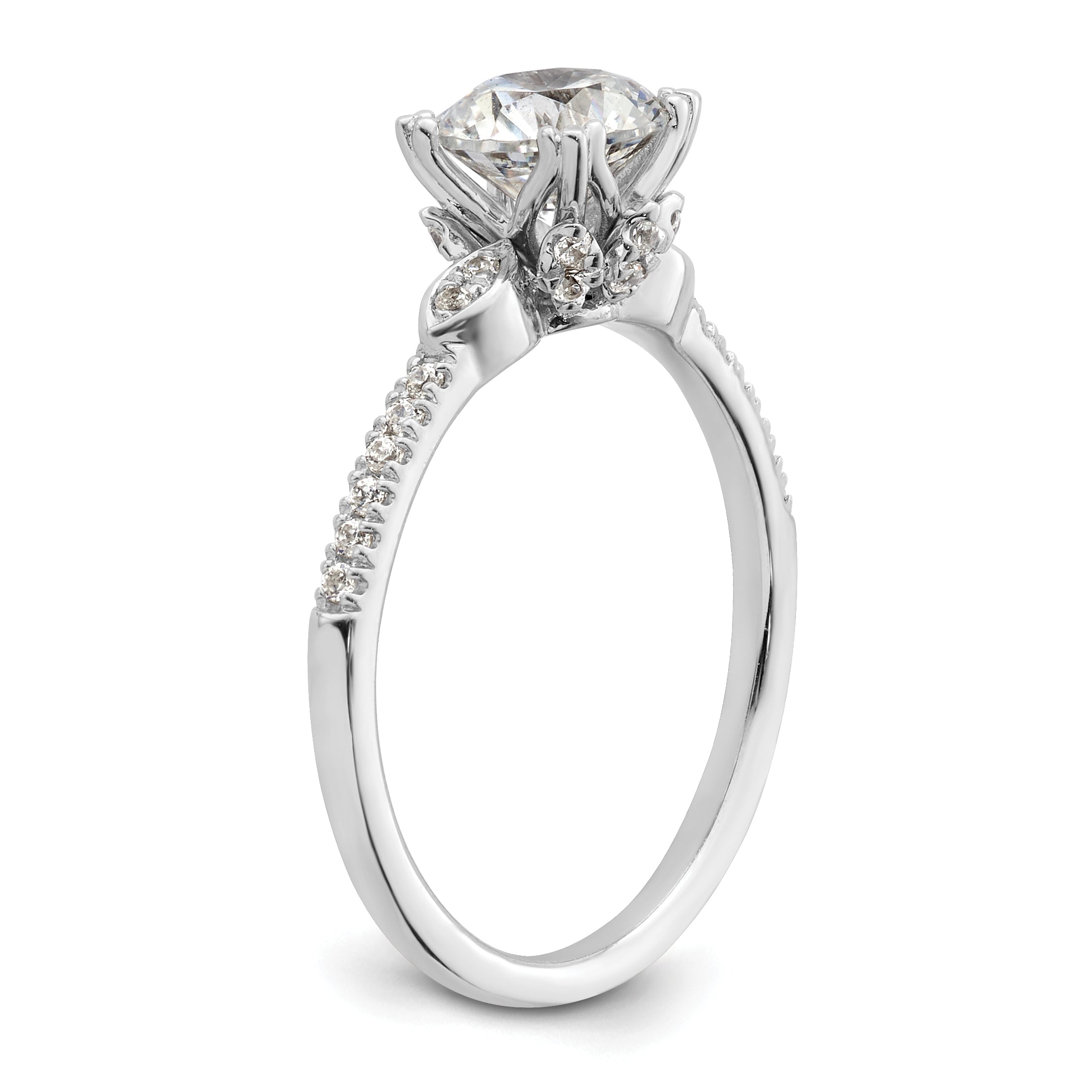 1.00ct. CZ Solid Real 14k White Polish 1ct Round Engagement Dia Ring