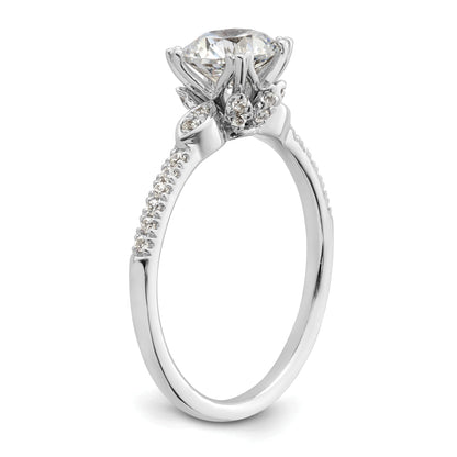 1.00ct. CZ Solid Real 14k White Polish 1ct Round Engagement Dia Ring