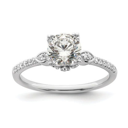 1.00ct. CZ Solid Real 14k White Polish 1ct Round Engagement Dia Ring
