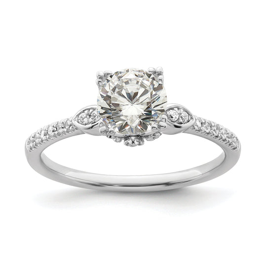 1.00ct. CZ Solid Real 14k White Polish 1ct Round Engagement Dia Ring