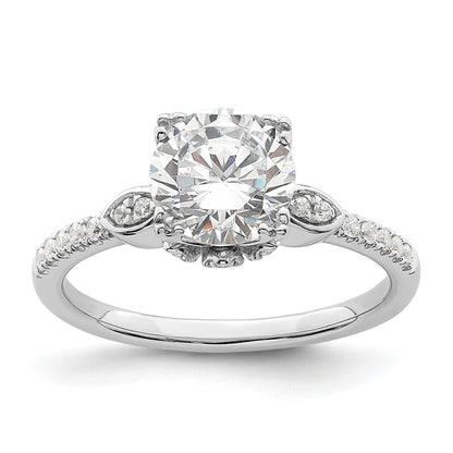 1.50ct. CZ Solid Real 14k White Polish 1 1/2ct Round Engagement Dia Ring