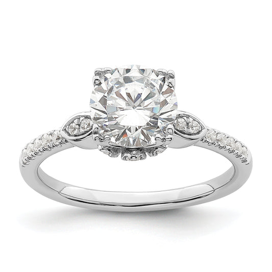 1.50ct. CZ Solid Real 14k White Polish 1 1/2ct Round Engagement Dia Ring