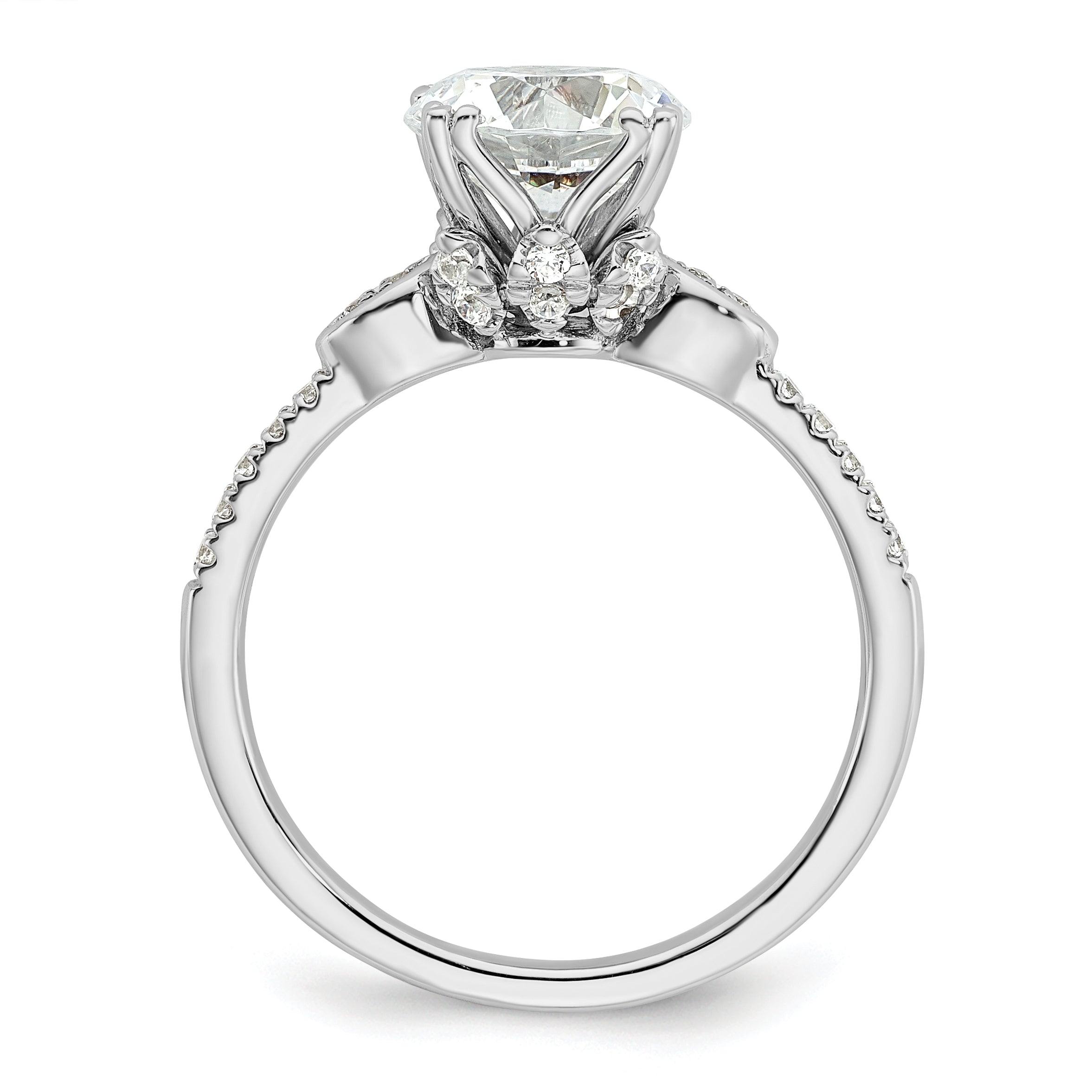 2.00ct. CZ Solid Real 14k White Polish 2ct Round Engagement Dia Ring