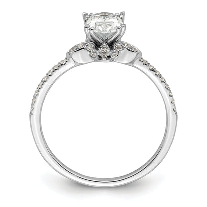 0.75ct. CZ Solid Real 14k White Polish 3/4ct Oval Engagement Dia Ring