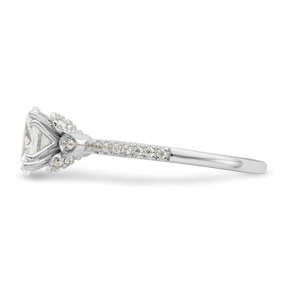 0.75ct. CZ Solid Real 14k White Polish 3/4ct Oval Engagement Dia Ring