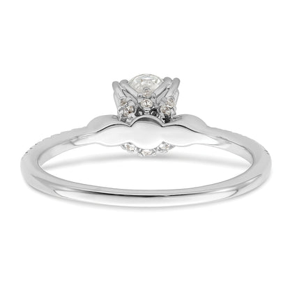 0.75ct. CZ Solid Real 14k White Polish 3/4ct Oval Engagement Dia Ring