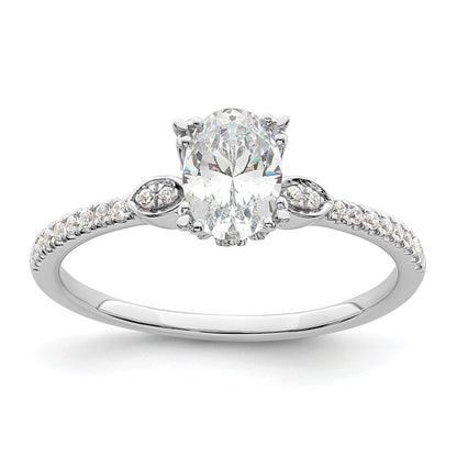 0.75ct. CZ Solid Real 14k White Polish 3/4ct Oval Engagement Dia Ring
