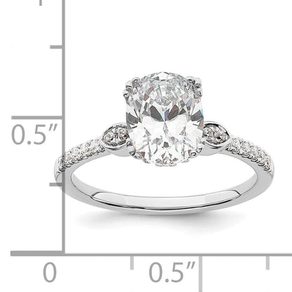 1.50ct. CZ Solid Real 14k White Polish 1 1/2ct Oval Engagement Dia Ring