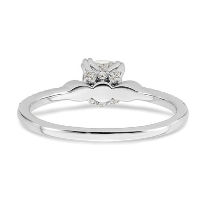 0.50ct. CZ Solid Real 14k White Polish 1/2ct Cushion Engagement Dia Ring