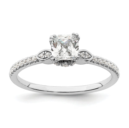0.50ct. CZ Solid Real 14k White Polish 1/2ct Cushion Engagement Dia Ring
