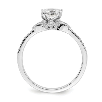 0.75ct. CZ Solid Real 14k White Polish 3/4ct Cushion Engagement Dia Ring