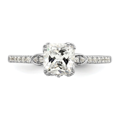 0.75ct. CZ Solid Real 14k White Polish 3/4ct Cushion Engagement Dia Ring