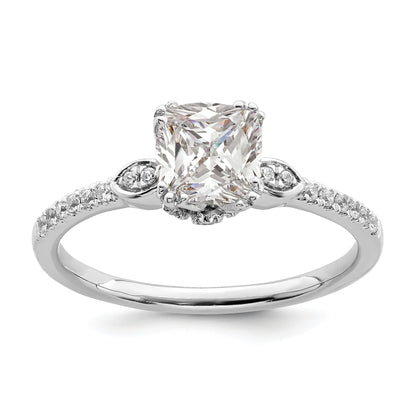 1.00ct. CZ Solid Real 14k White Polish 1ct Cushion Engagement Dia Ring