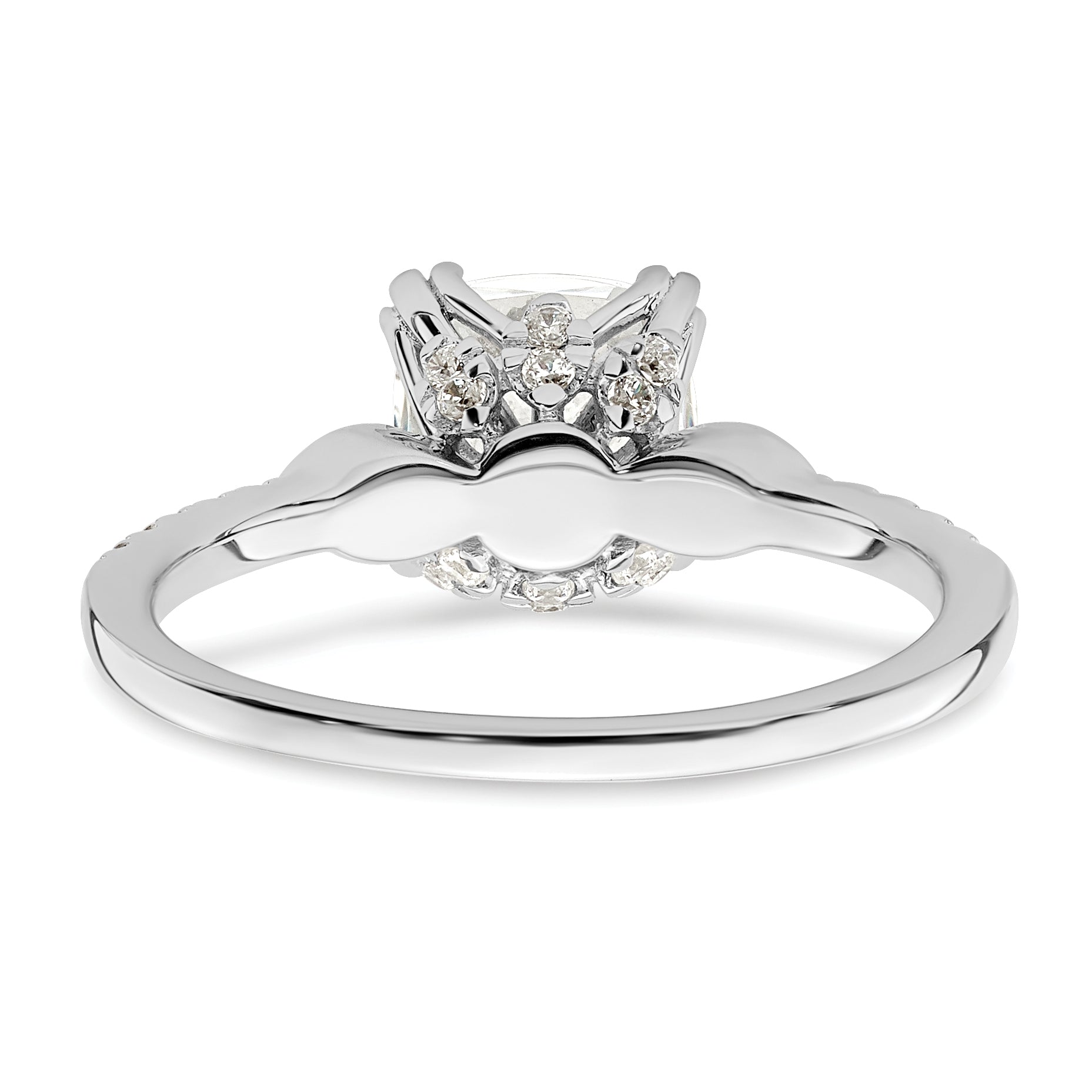 1.50ct. CZ Solid Real 14k White Polish 1 1/2ct Cushion Engagement Dia Ring