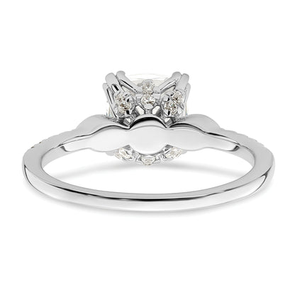 1.50ct. CZ Solid Real 14k White Polish 1 1/2ct Cushion Engagement Dia Ring