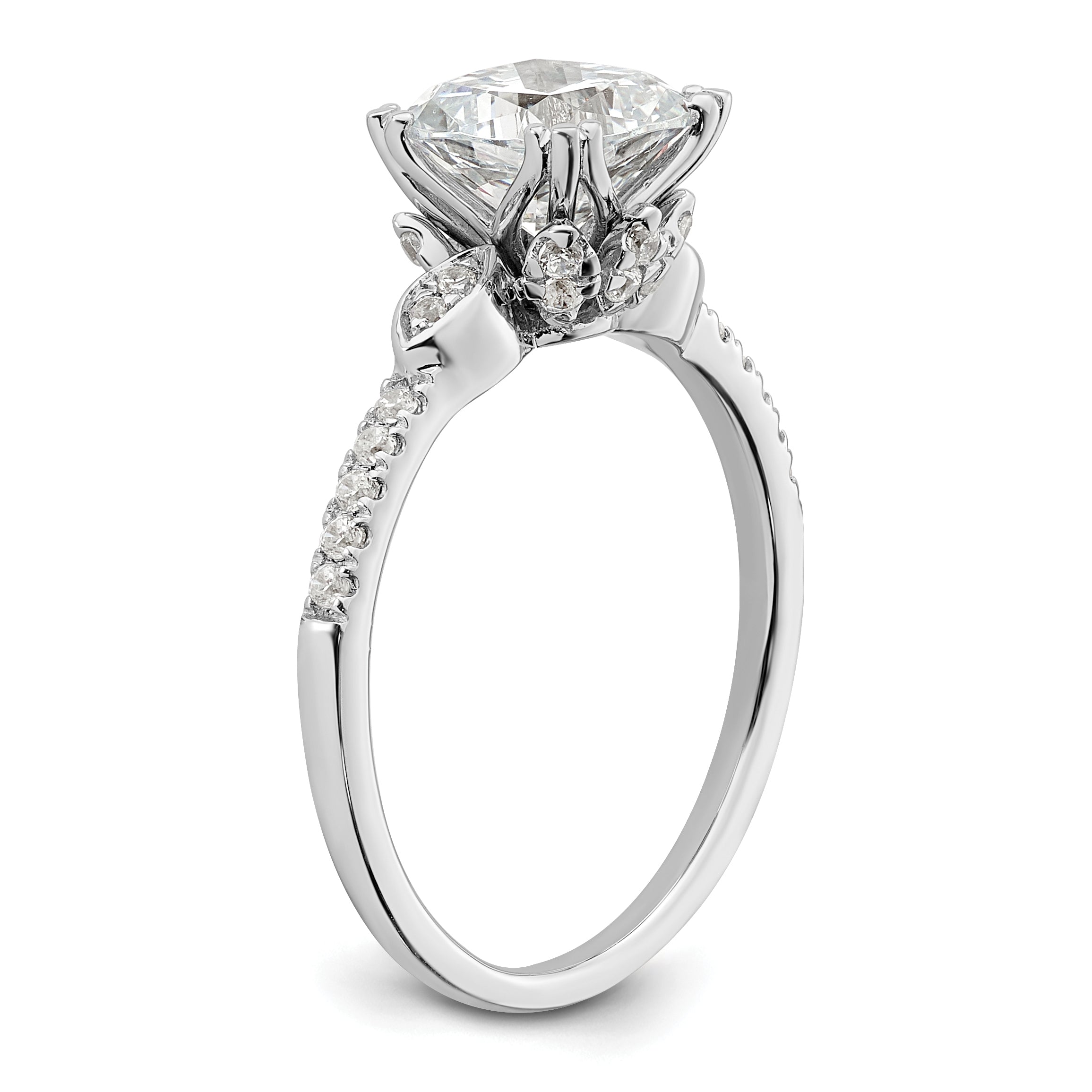 1.50ct. CZ Solid Real 14k White Polish 1 1/2ct Cushion Engagement Dia Ring