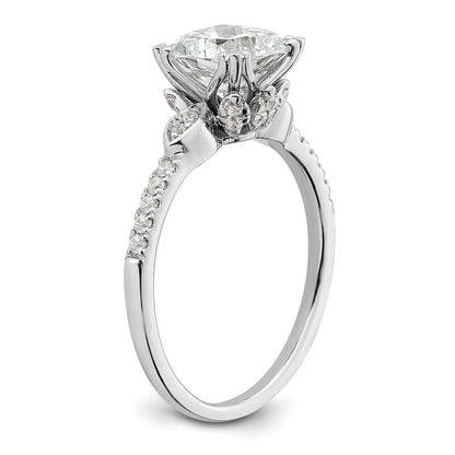 1.50ct. CZ Solid Real 14k White Polish 1 1/2ct Cushion Engagement Dia Ring