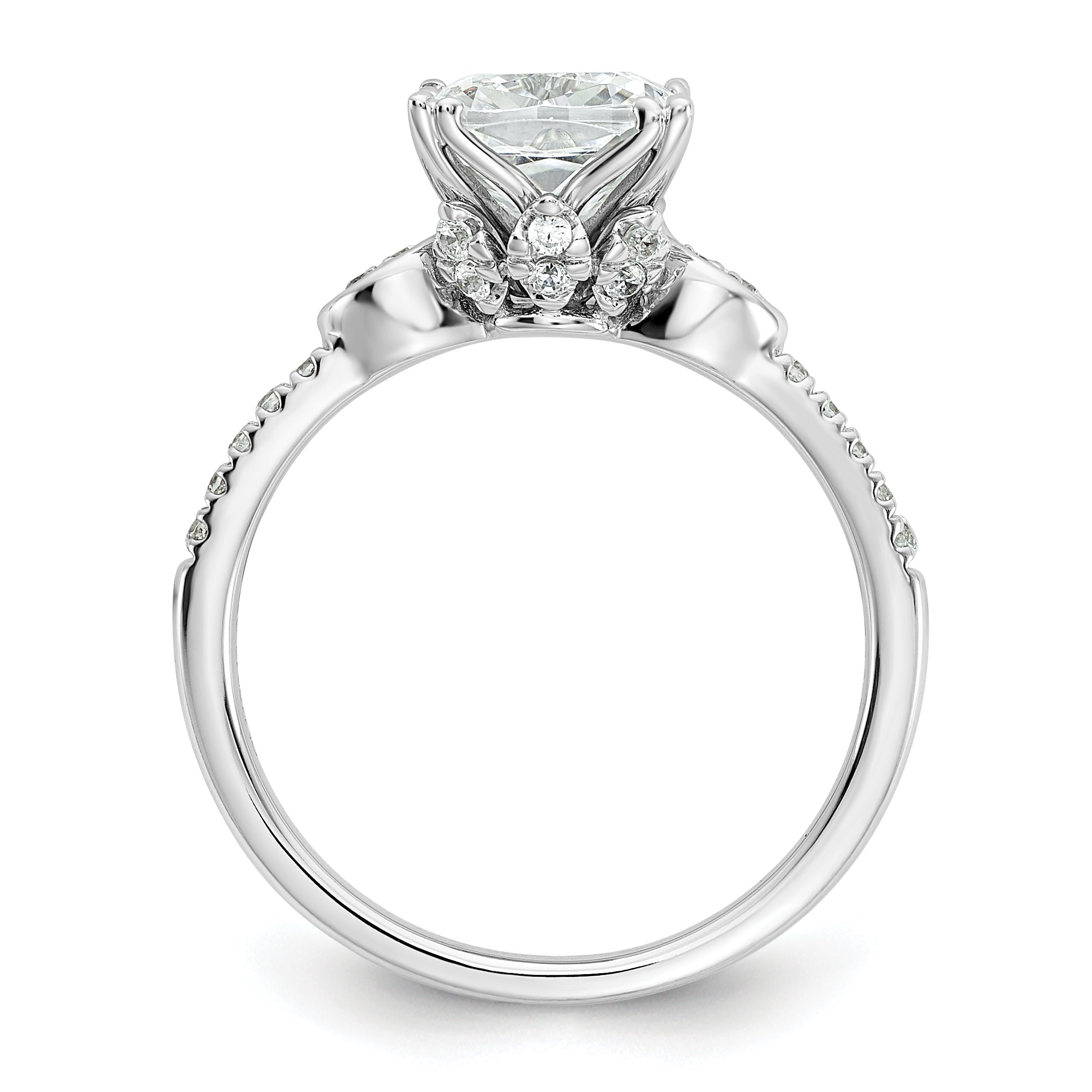 2.00ct. CZ Solid Real 14k White Polish 2ct Cushion Engagement Dia Ring
