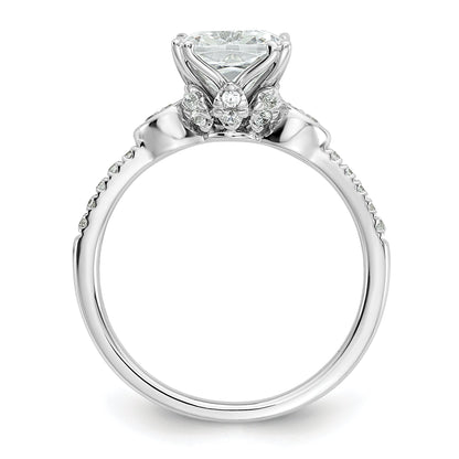 2.00ct. CZ Solid Real 14k White Polish 2ct Cushion Engagement Dia Ring