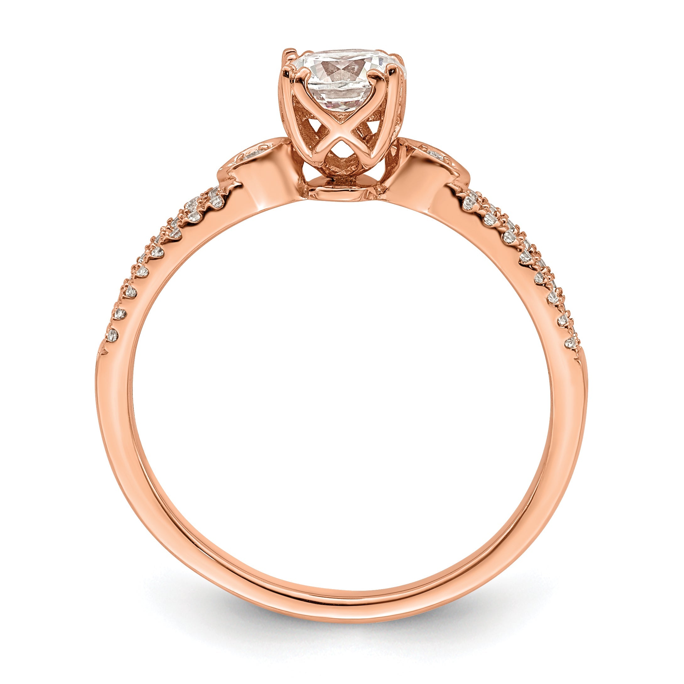 0.50ct. CZ Solid Real 14k Rose Polish 1/2ct Round Engagement Dia Ring