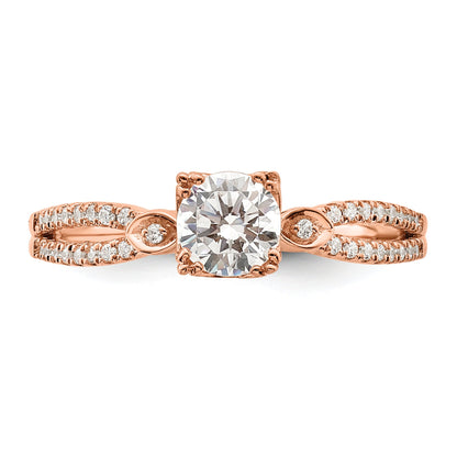 0.50ct. CZ Solid Real 14k Rose Polish 1/2ct Round Engagement Dia Ring