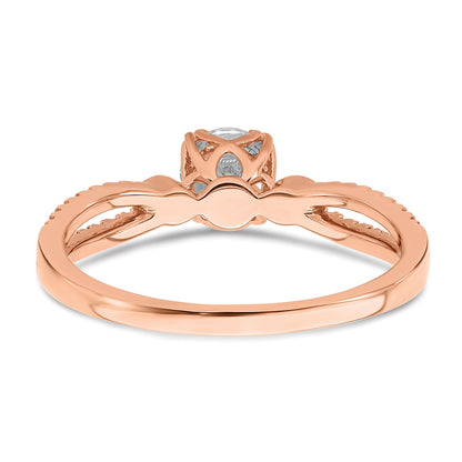 0.50ct. CZ Solid Real 14k Rose Polish 1/2ct Round Engagement Dia Ring