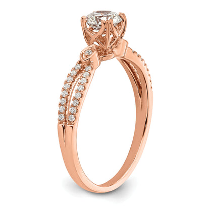 0.50ct. CZ Solid Real 14k Rose Polish 1/2ct Round Engagement Dia Ring