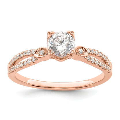 0.50ct. CZ Solid Real 14k Rose Polish 1/2ct Round Engagement Dia Ring