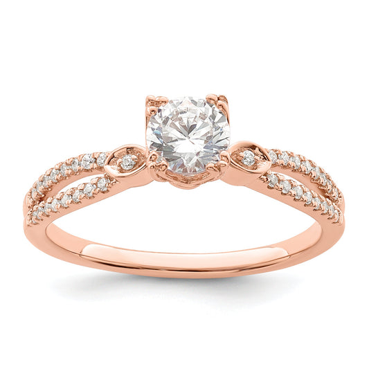 0.50ct. CZ Solid Real 14k Rose Polish 1/2ct Round Engagement Dia Ring