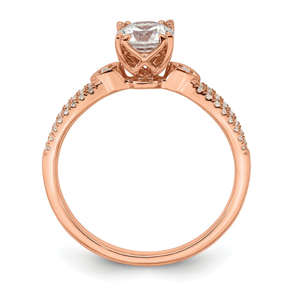 0.75ct. CZ Solid Real 14k Rose Polish 3/4ct Round Engagement Dia Ring