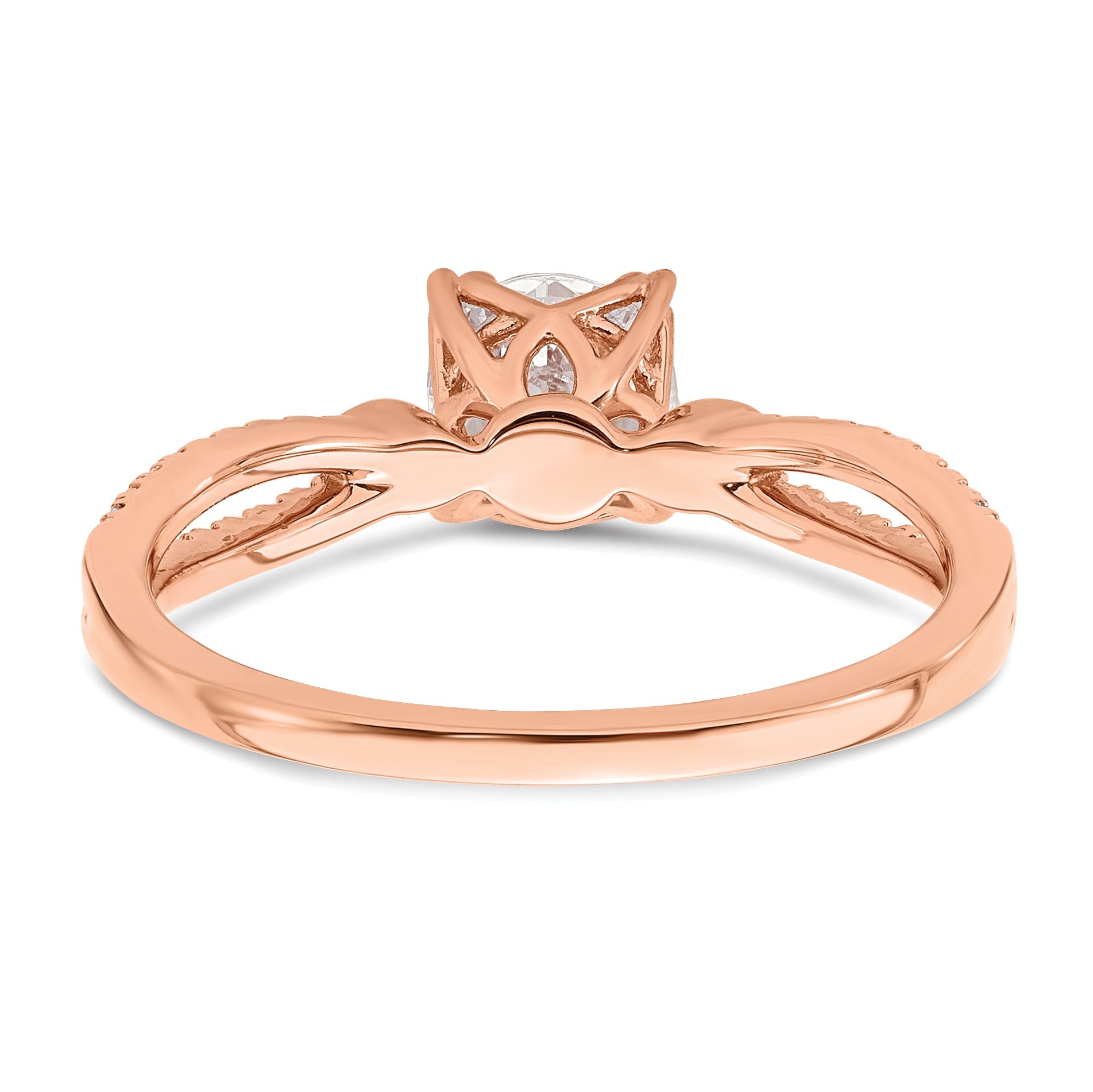 0.75ct. CZ Solid Real 14k Rose Polish 3/4ct Round Engagement Dia Ring