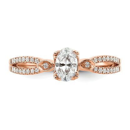 0.50ct. CZ Solid Real 14k Rose Polish 1/2ct Oval Engagement Dia Ring