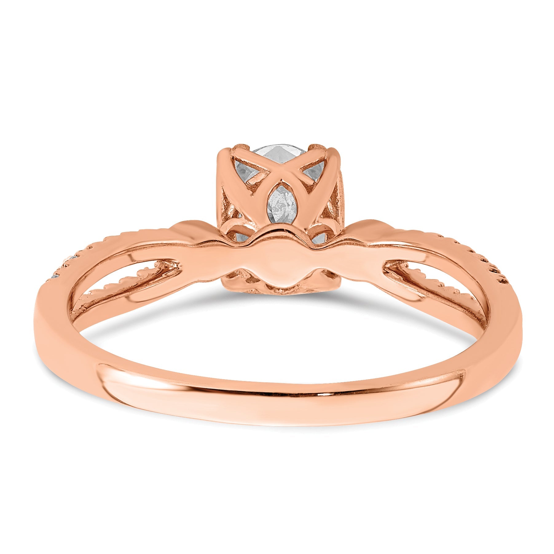0.75ct. CZ Solid Real 14k Rose Polish 3/4ct Oval Engagement Dia Ring
