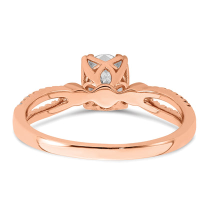 0.75ct. CZ Solid Real 14k Rose Polish 3/4ct Oval Engagement Dia Ring