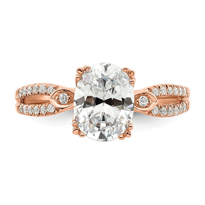 1.50ct. CZ Solid Real 14k Rose Polish 1 1/2ct Oval Engagement Dia Ring
