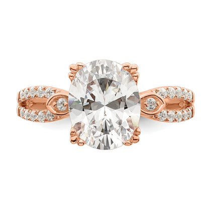 2.00ct. CZ Solid Real 14k Rose Polish 2ct Oval Engagement Dia Ring