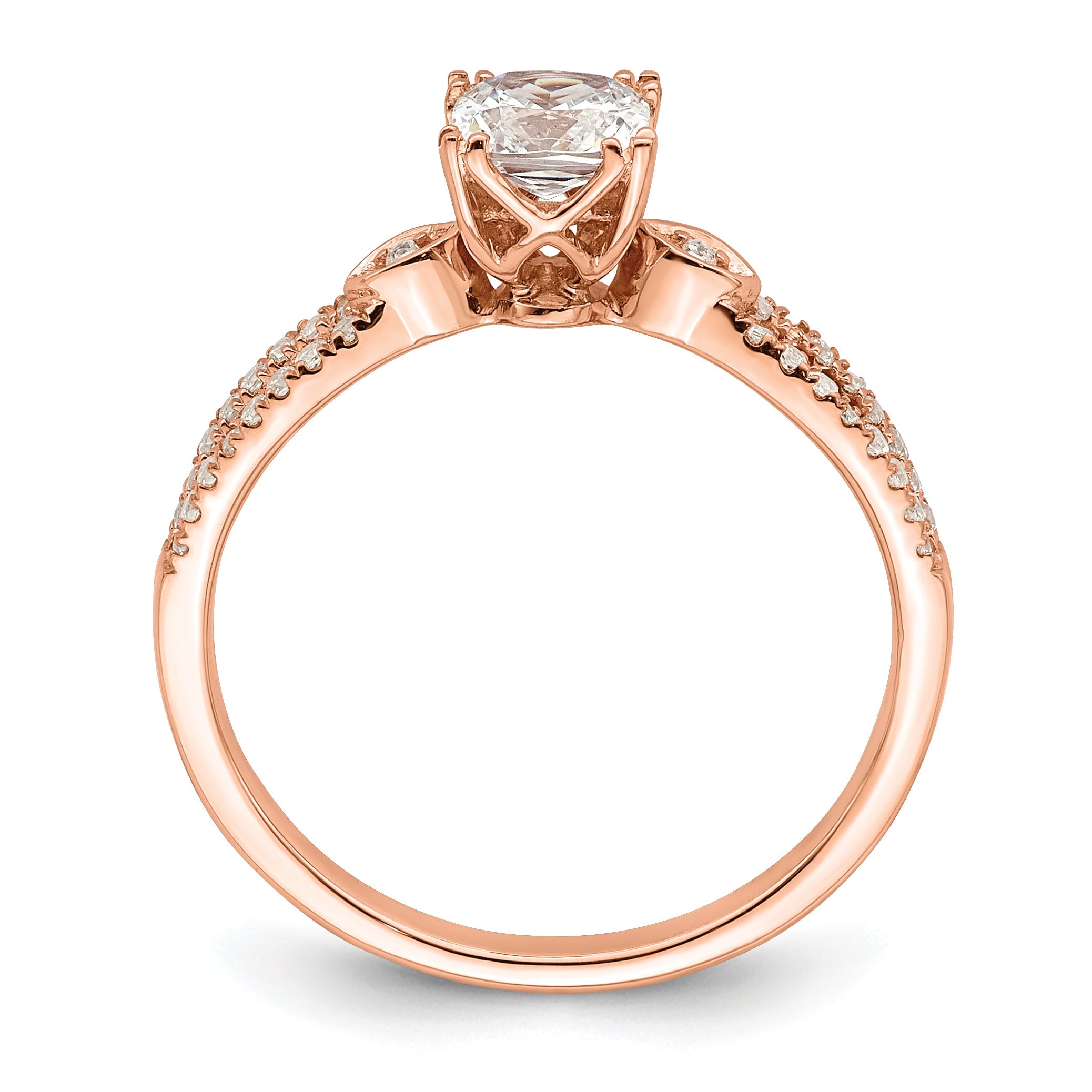0.50ct. CZ Solid Real 14k Rose Polish 1/2ct Cushion Engagement Dia Ring