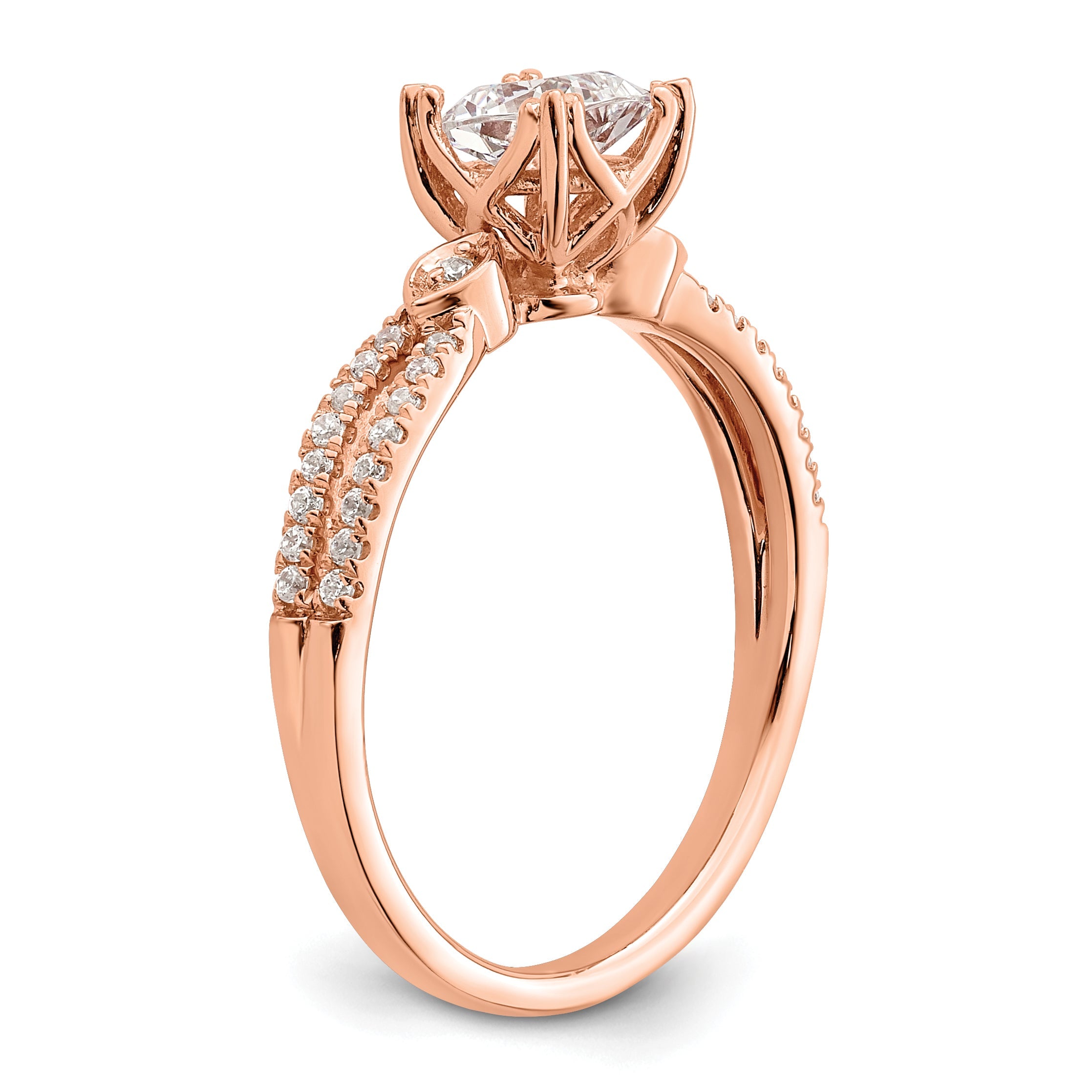 0.75ct. CZ Solid Real 14k Rose Polish 3/4ct Cushion Engagement Dia Ring