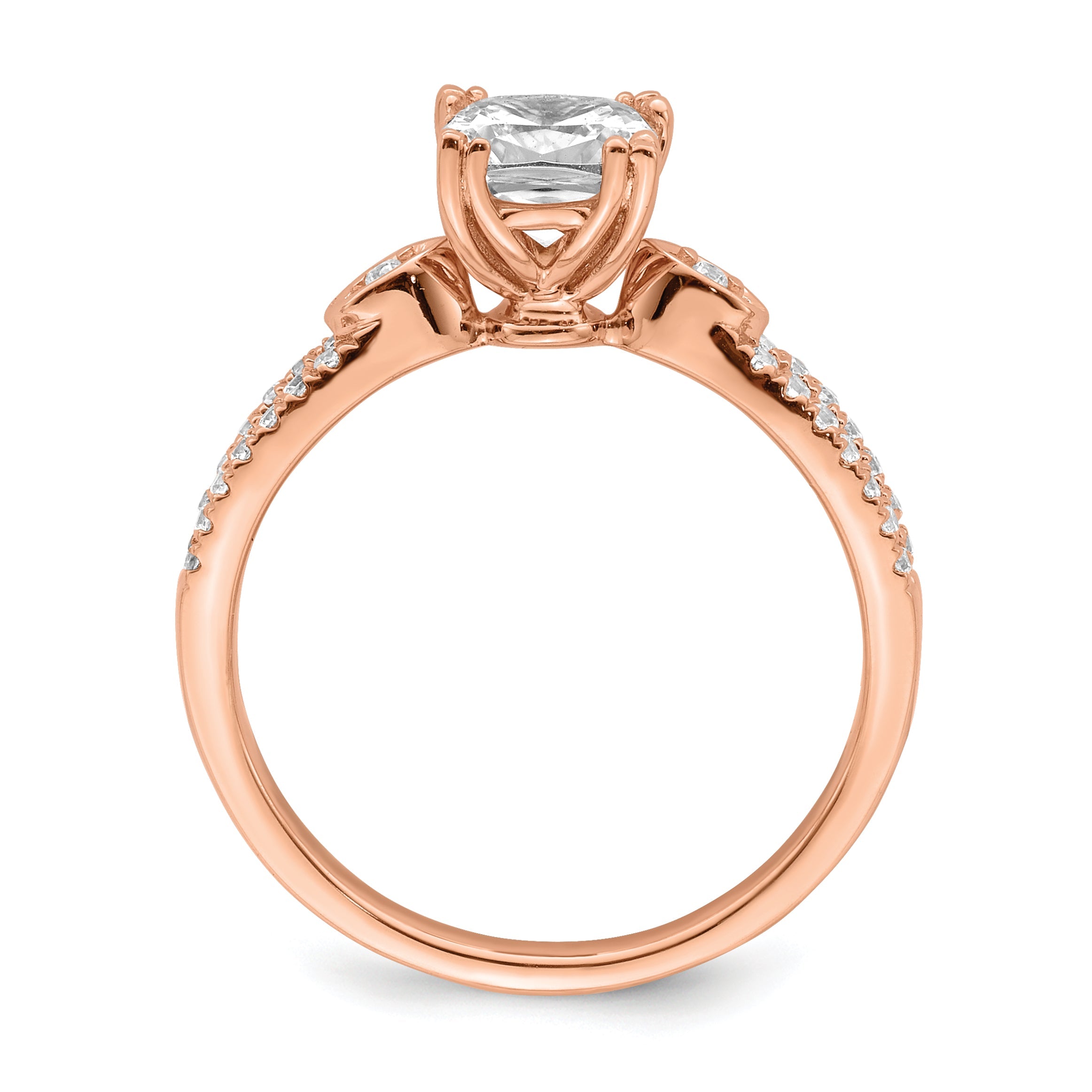 1.00ct. CZ Solid Real 14k Rose Polish 1ct Cushion Engagement Dia Ring