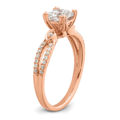 1.00ct. CZ Solid Real 14k Rose Polish 1ct Cushion Engagement Dia Ring