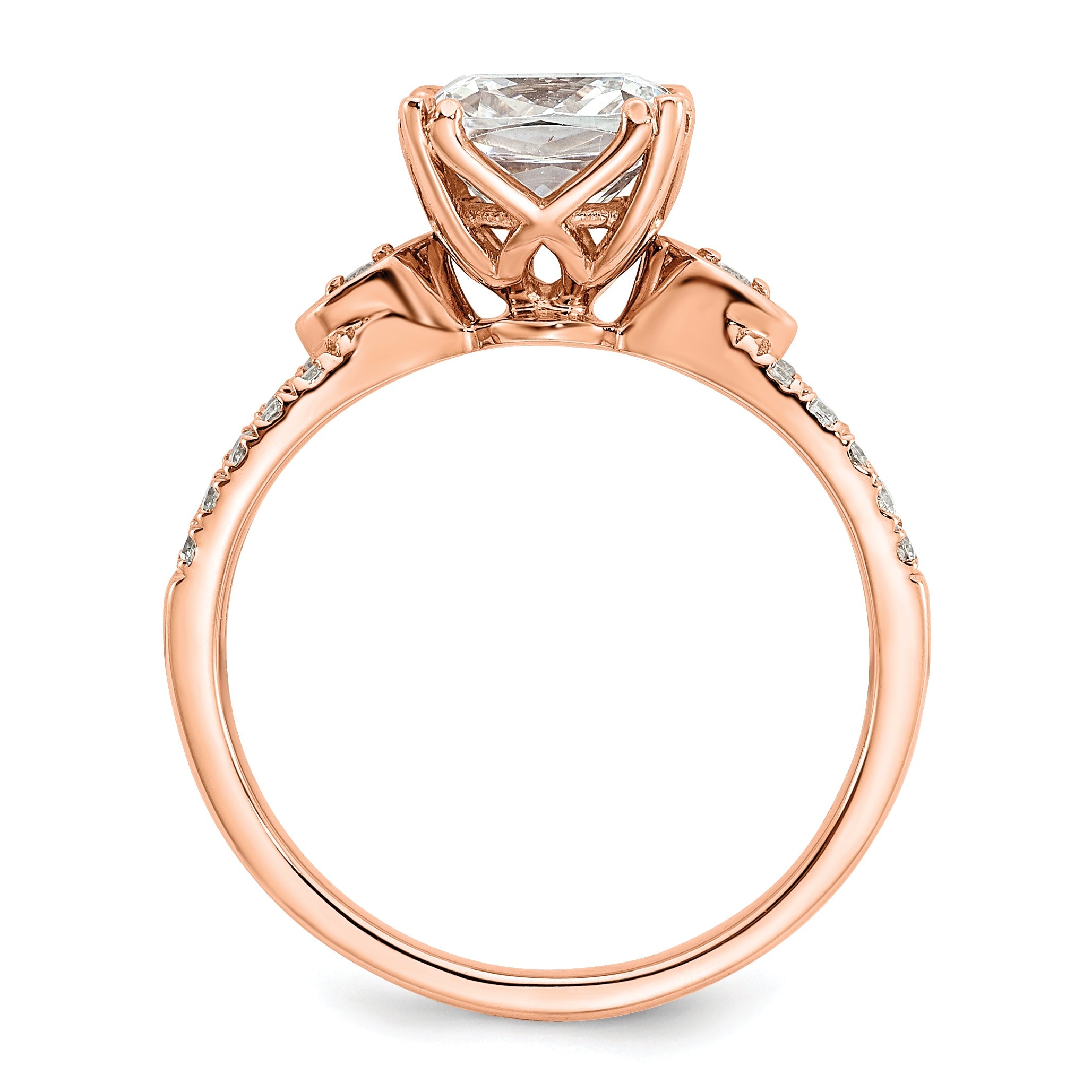 1.50ct. CZ Solid Real 14k Rose Polish 1 1/2ct Cushion Engagement Dia Ring