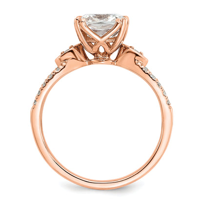 1.50ct. CZ Solid Real 14k Rose Polish 1 1/2ct Cushion Engagement Dia Ring
