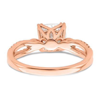 1.50ct. CZ Solid Real 14k Rose Polish 1 1/2ct Cushion Engagement Dia Ring