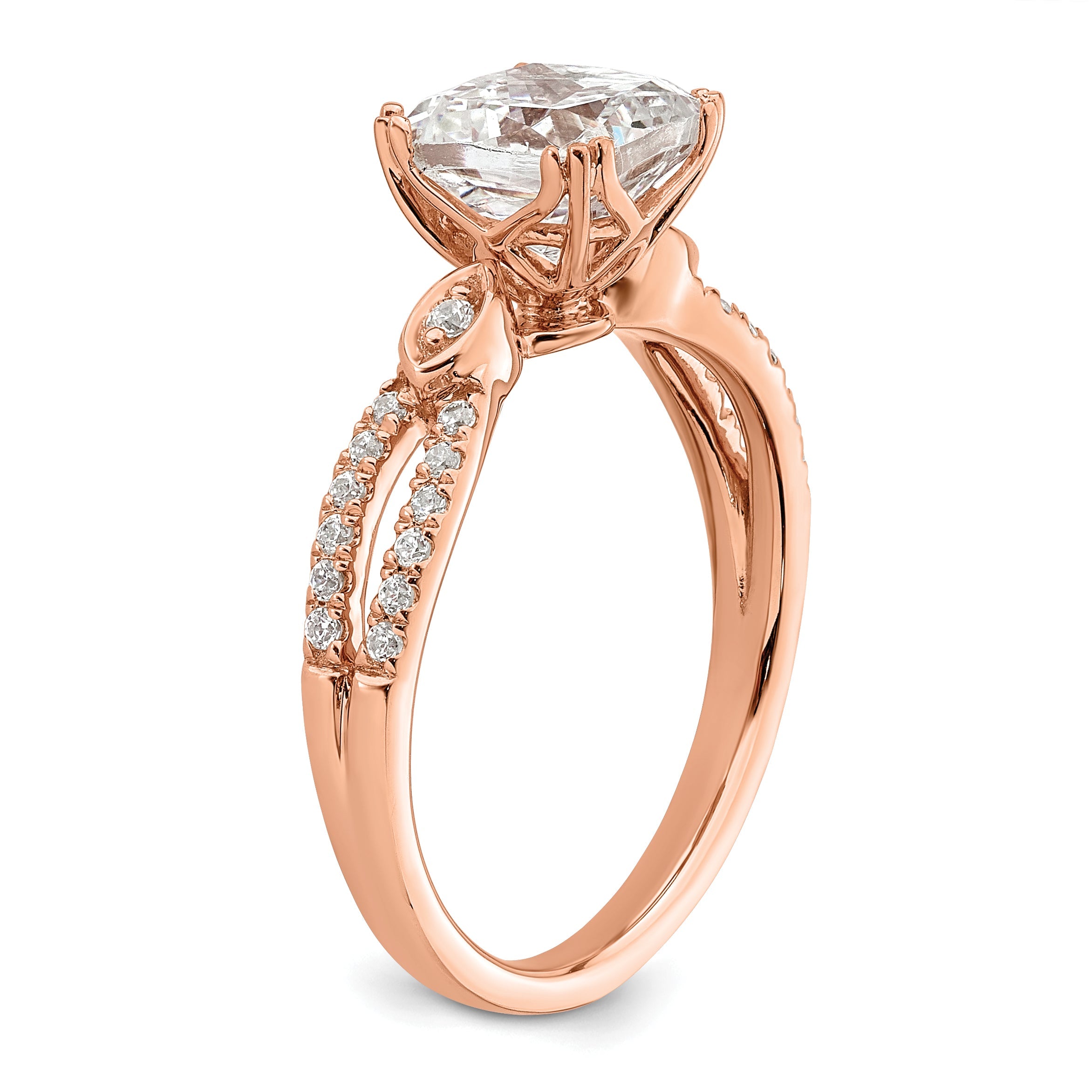 1.50ct. CZ Solid Real 14k Rose Polish 1 1/2ct Cushion Engagement Dia Ring