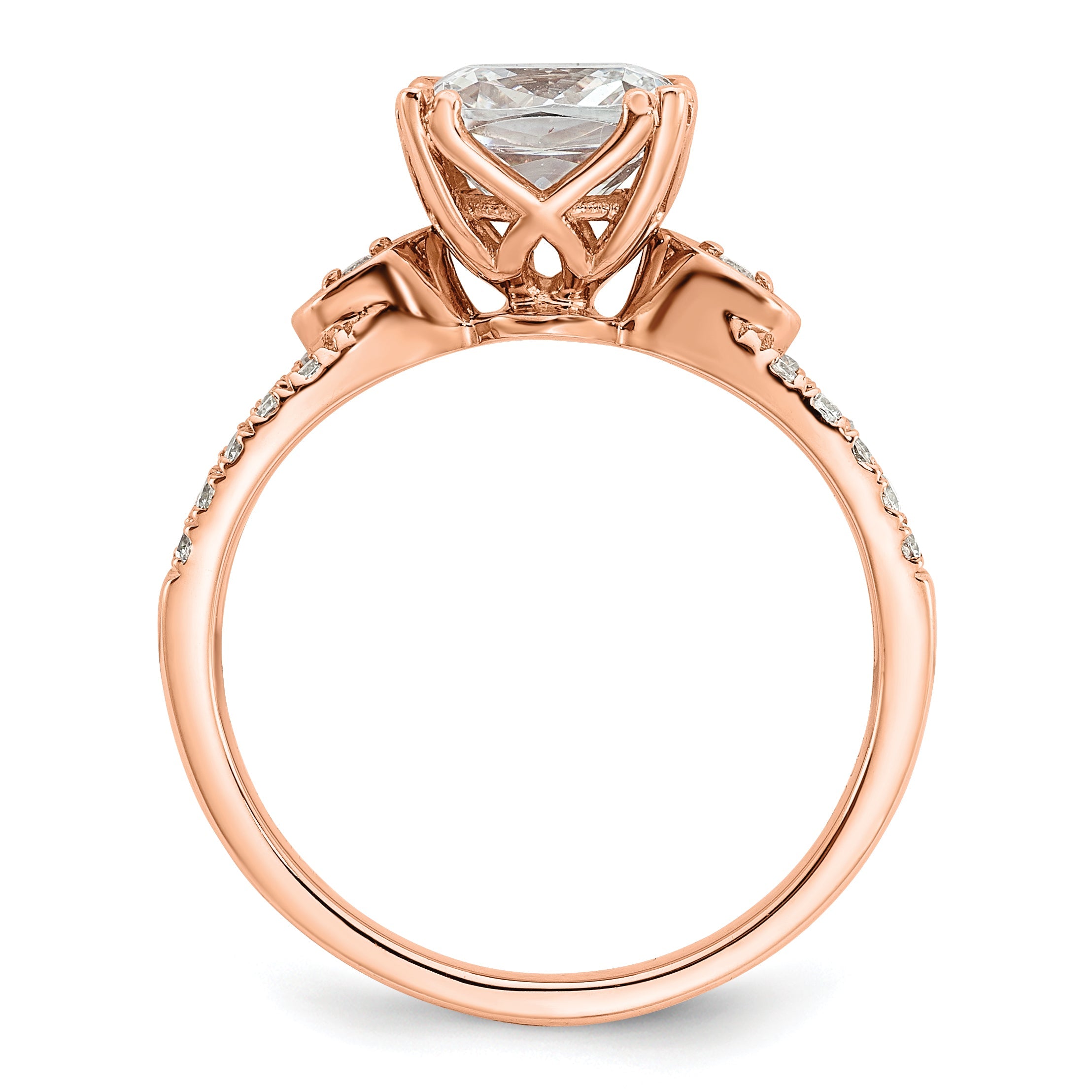 2.00ct. CZ Solid Real 14k Rose Polish 2ct Cushion Engagement Dia Ring
