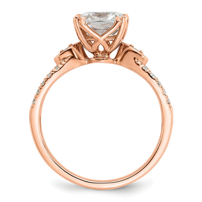 2.00ct. CZ Solid Real 14k Rose Polish 2ct Cushion Engagement Dia Ring