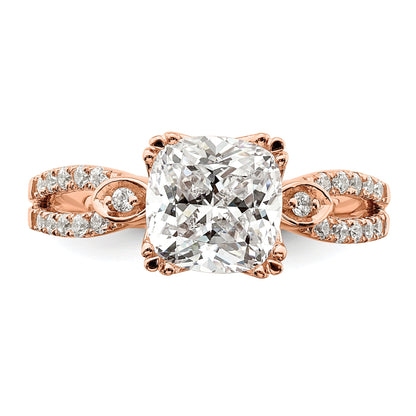 2.00ct. CZ Solid Real 14k Rose Polish 2ct Cushion Engagement Dia Ring