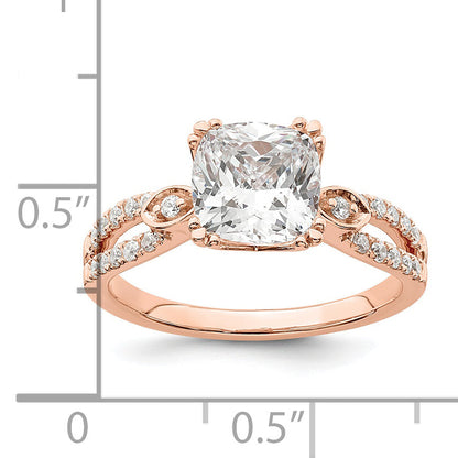 2.00ct. CZ Solid Real 14k Rose Polish 2ct Cushion Engagement Dia Ring