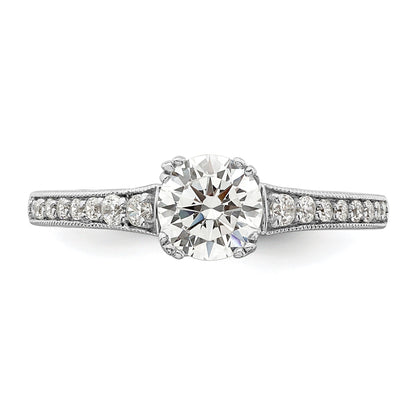 0.75ct. CZ Solid Real 14k White Polish 3/4ct Round Engagement Dia Ring